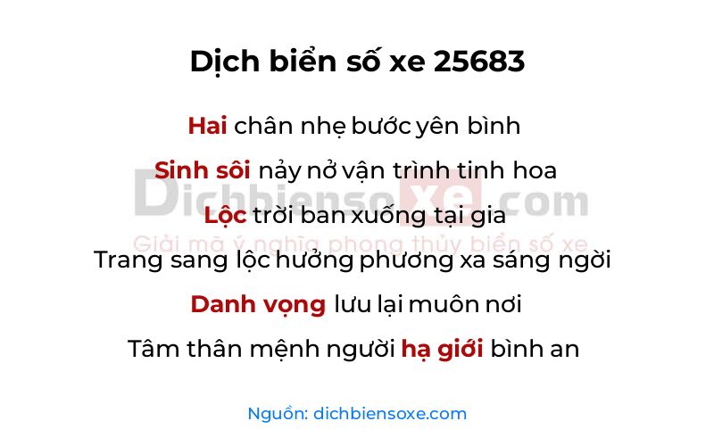 Dịch thơ biển số 25683
