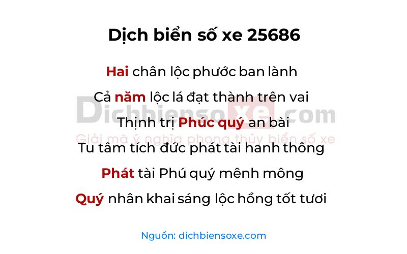 Dịch thơ biển số 25686
