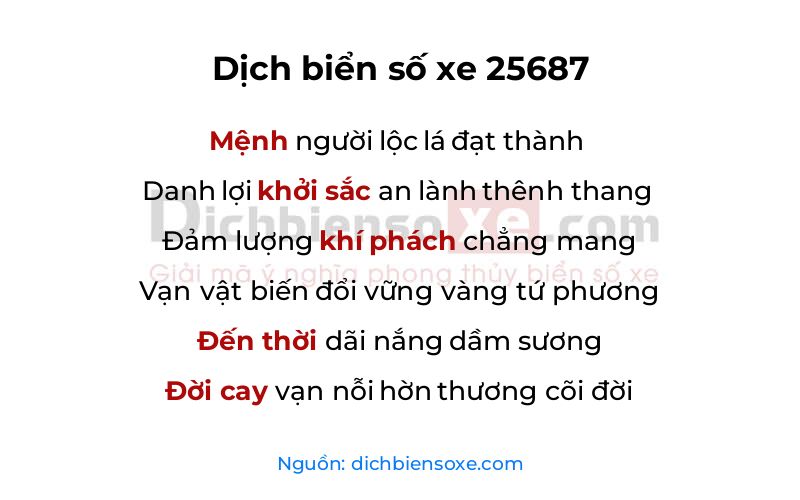 Dịch thơ biển số 25687