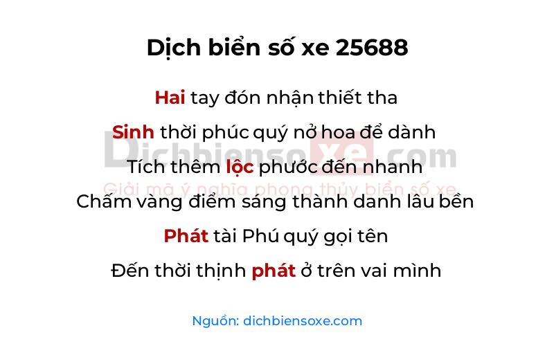 Dịch thơ biển số 25688