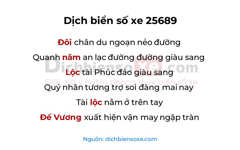 Dịch thơ biển số 25689