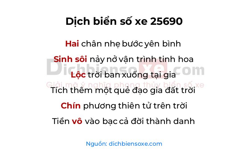 Dịch thơ biển số 25690