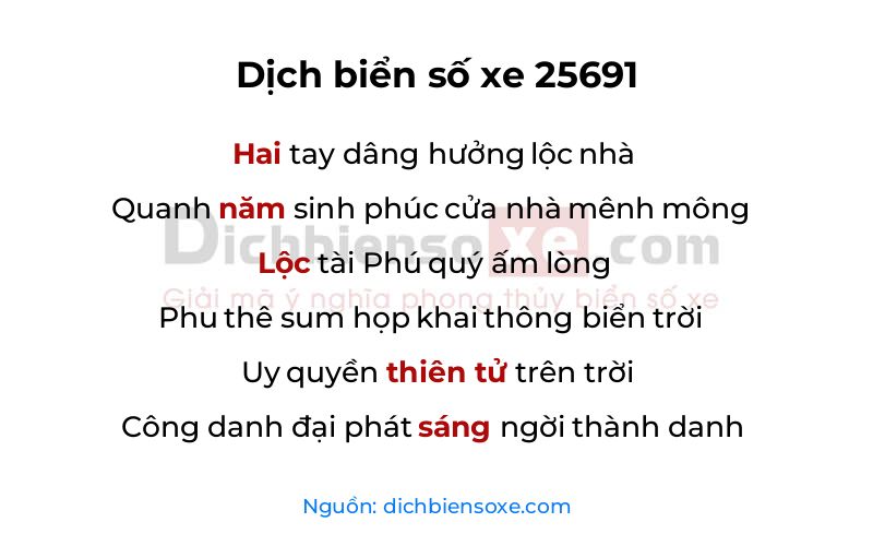 Dịch thơ biển số 25691