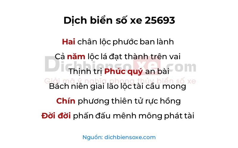 Dịch thơ biển số 25693