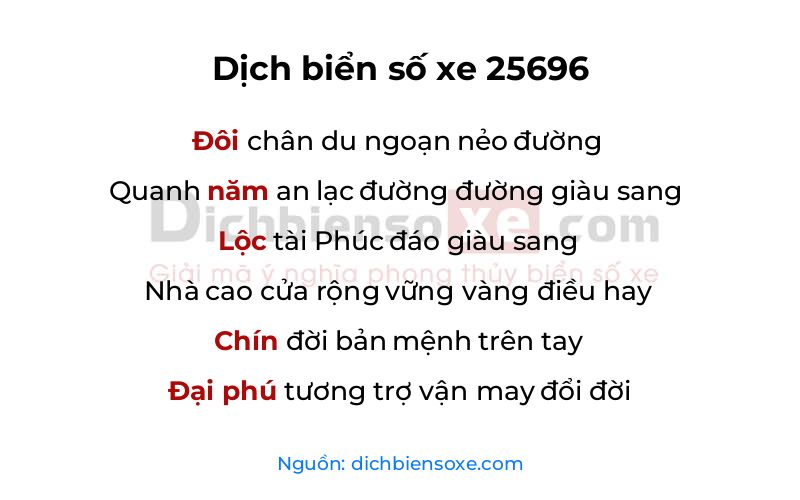 Dịch thơ biển số 25696