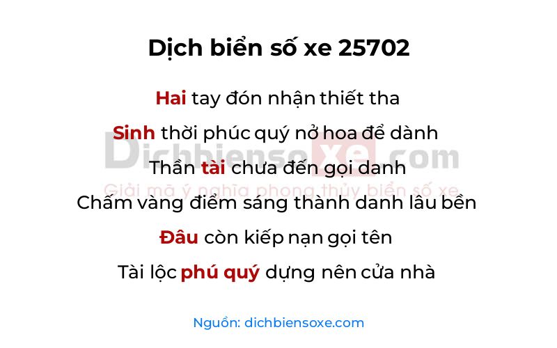 Dịch thơ biển số 25702