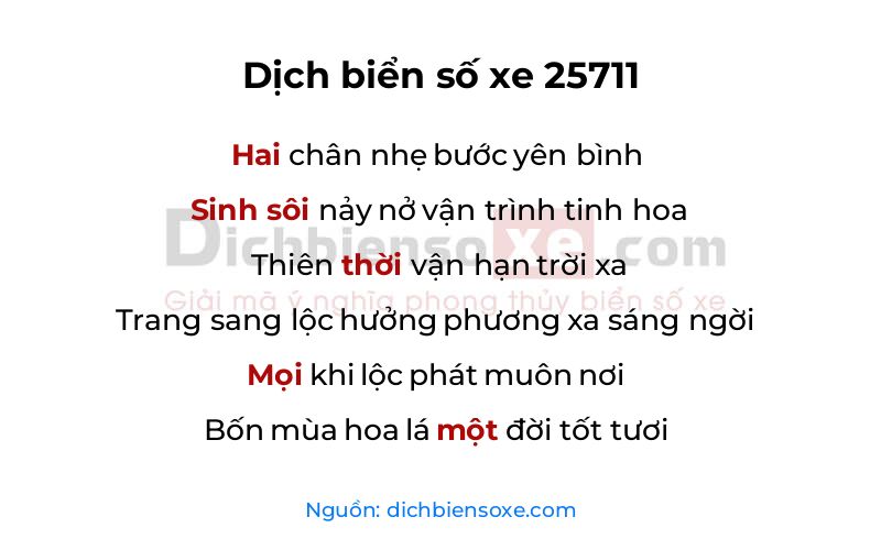 Dịch thơ biển số 25711