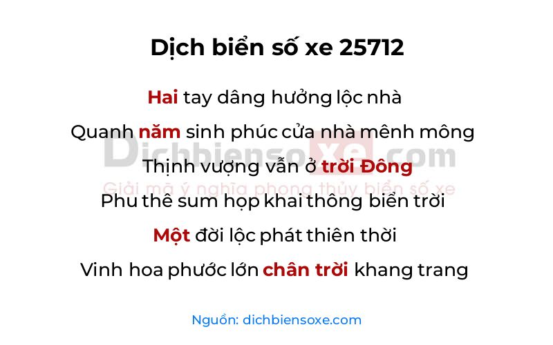 Dịch thơ biển số 25712
