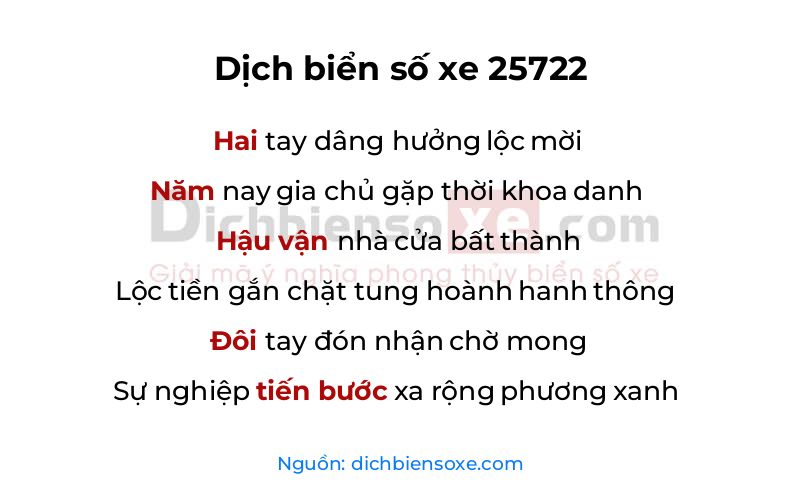 Dịch thơ biển số 25722