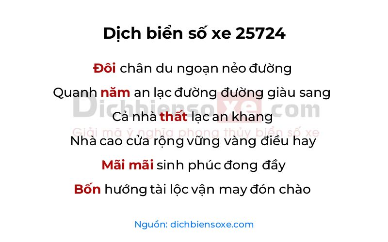 Dịch thơ biển số 25724