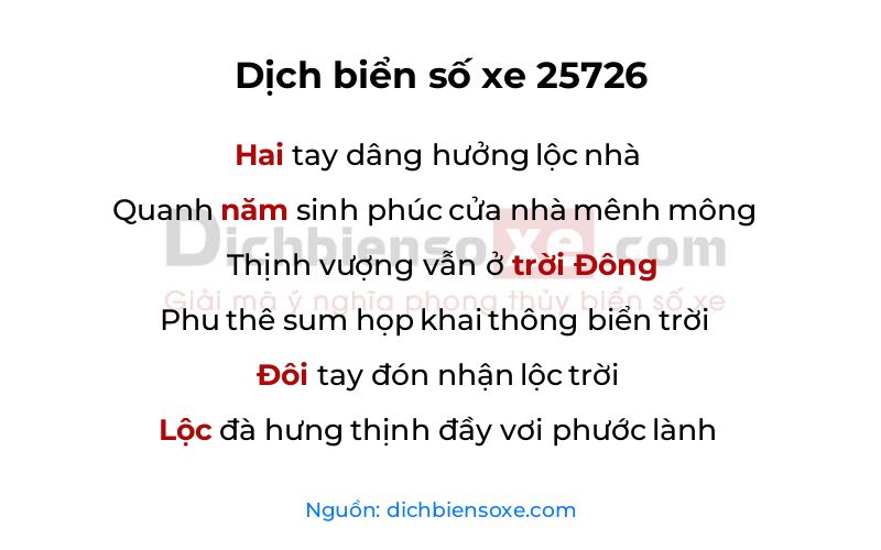 Dịch thơ biển số 25726
