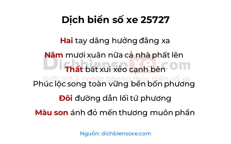 Dịch thơ biển số 25727