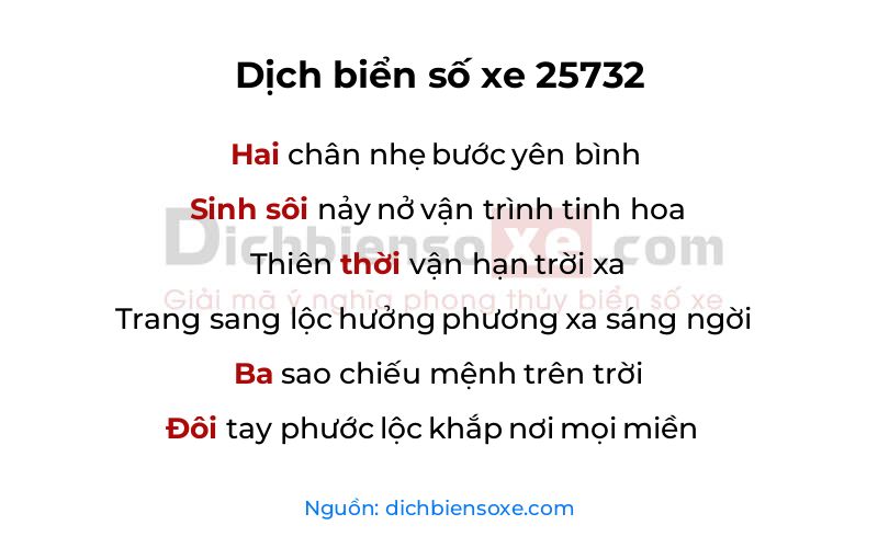 Dịch thơ biển số 25732