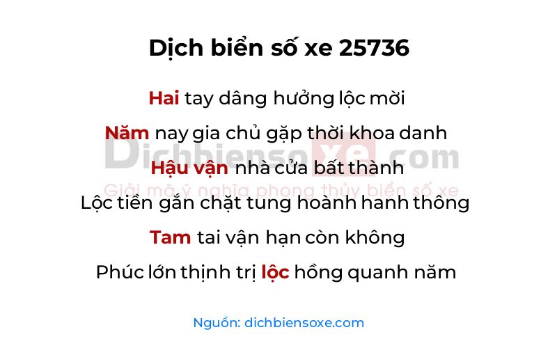 Dịch thơ biển số 25736