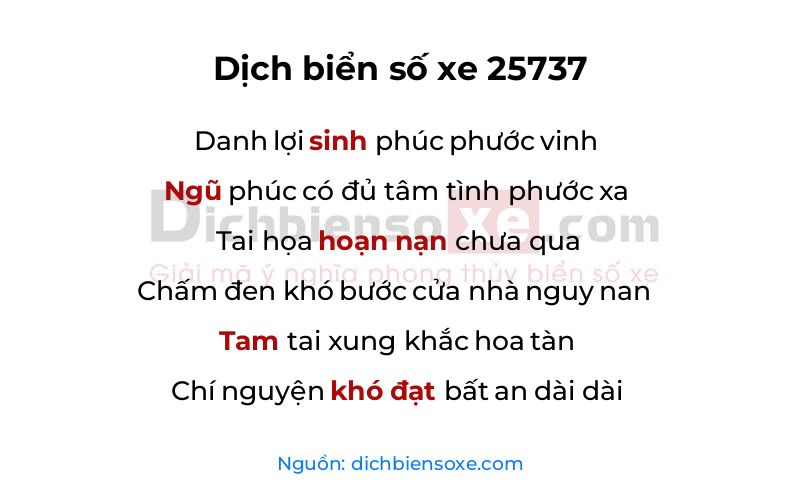 Dịch thơ biển số 25737