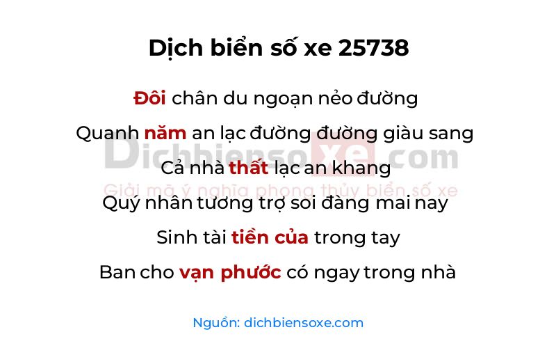 Dịch thơ biển số 25738