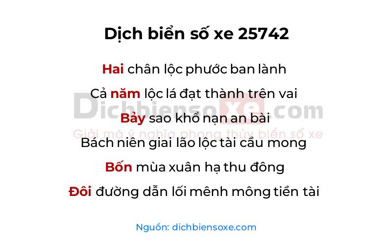 Dịch thơ biển số 25742