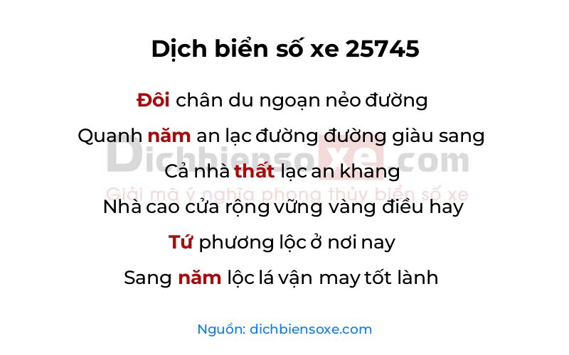 Dịch thơ biển số 25745