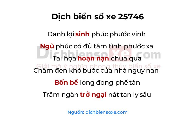 Dịch thơ biển số 25746