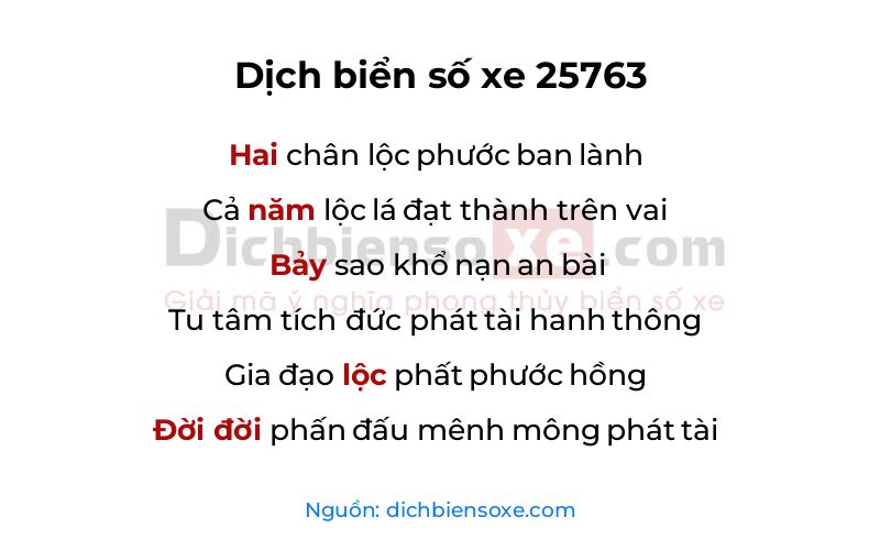 Dịch thơ biển số 25763