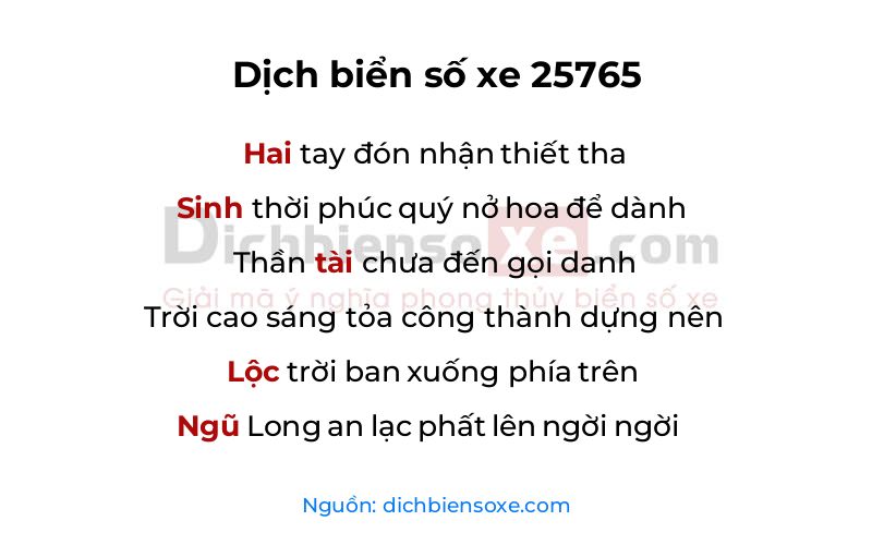 Dịch thơ biển số 25765