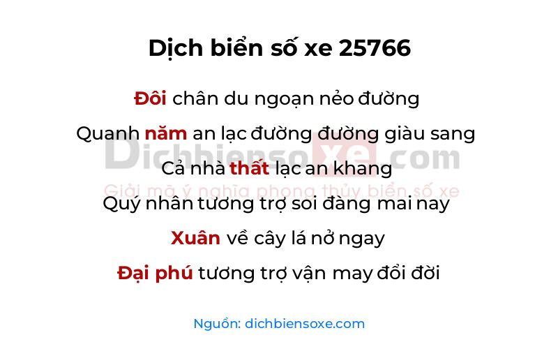 Dịch thơ biển số 25766