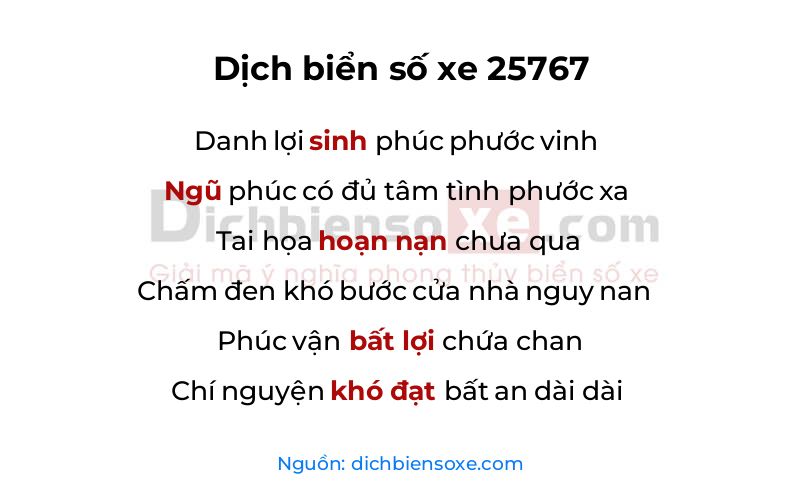 Dịch thơ biển số 25767