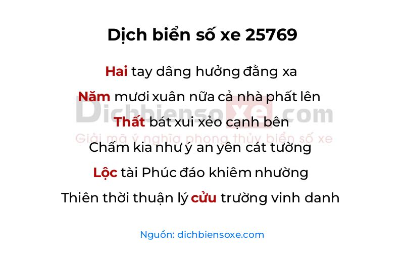 Dịch thơ biển số 25769