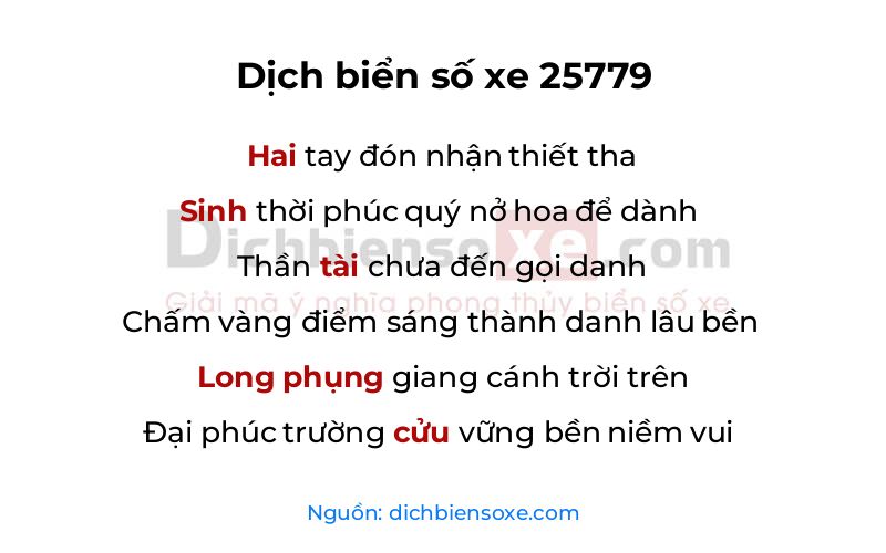 Dịch thơ biển số 25779