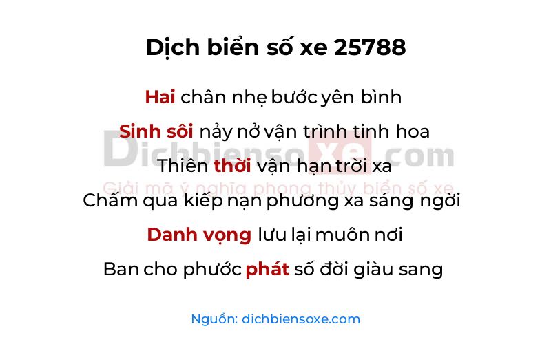 Dịch thơ biển số 25788