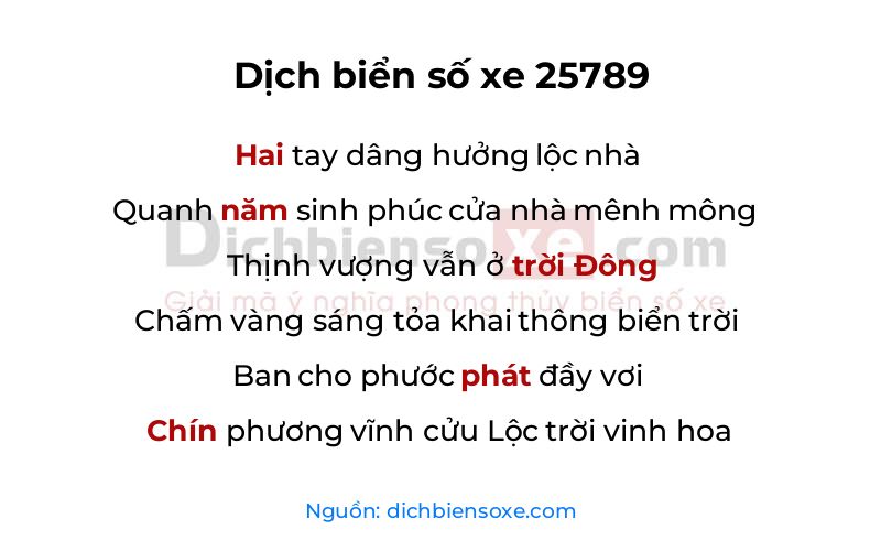Dịch thơ biển số 25789