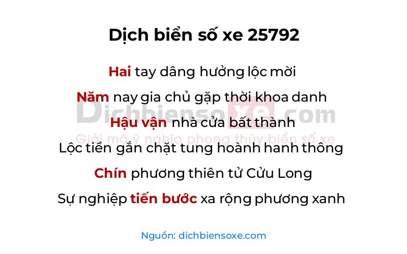 Dịch thơ biển số 25792