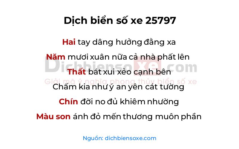 Dịch thơ biển số 25797