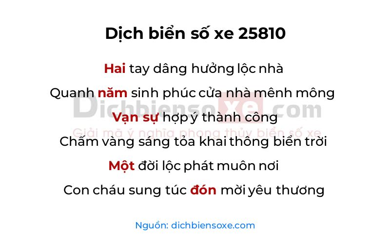 Dịch thơ biển số 25810