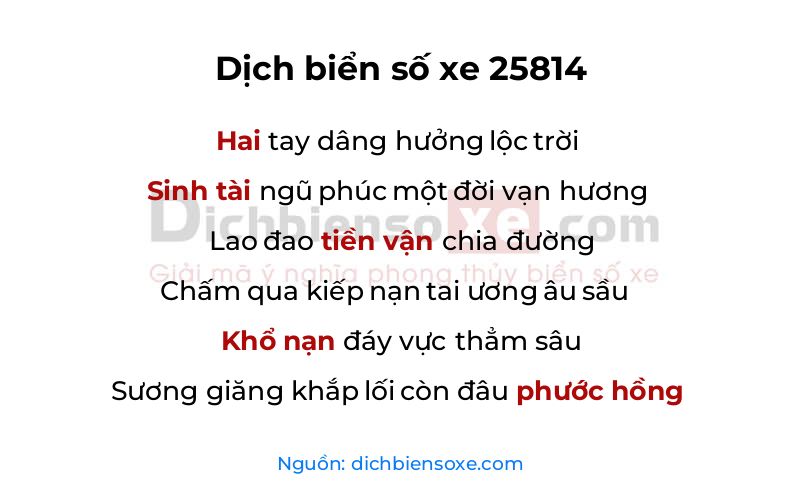 Dịch thơ biển số 25814