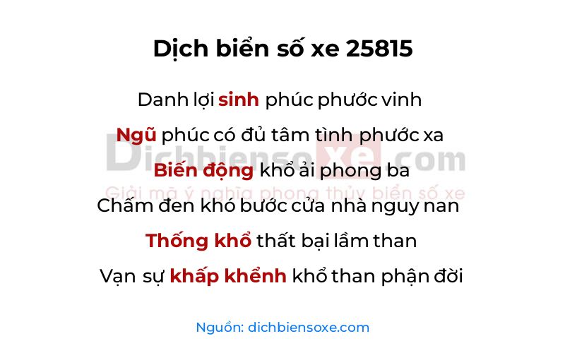 Dịch thơ biển số 25815