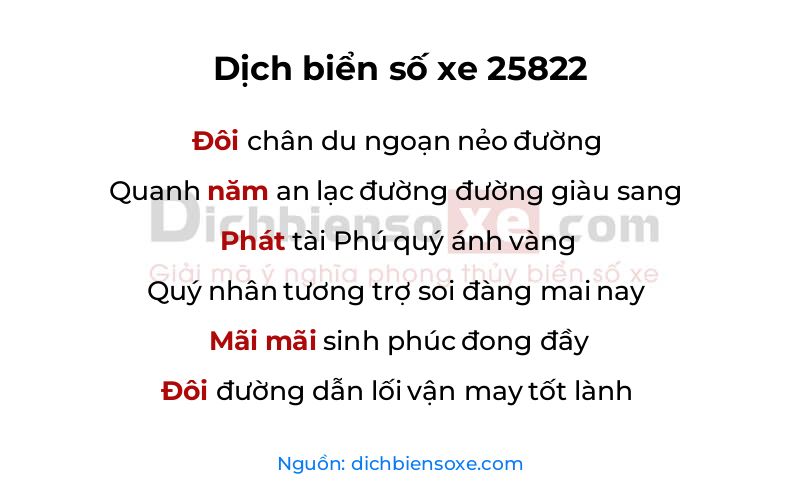Dịch thơ biển số 25822