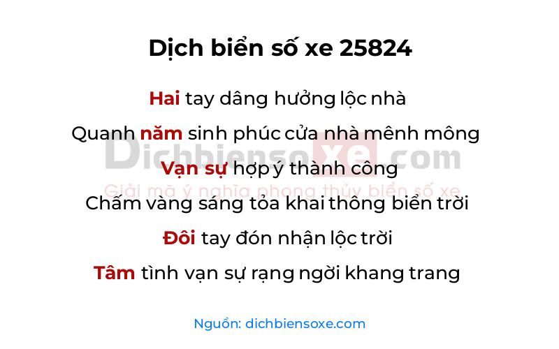 Dịch thơ biển số 25824