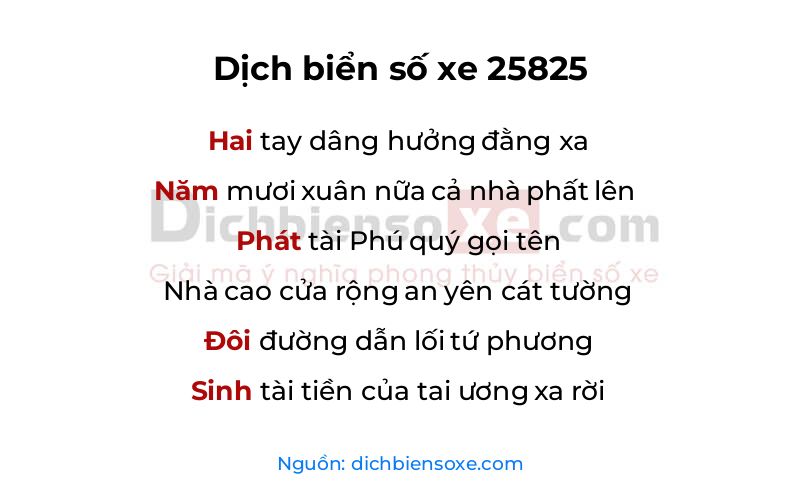 Dịch thơ biển số 25825