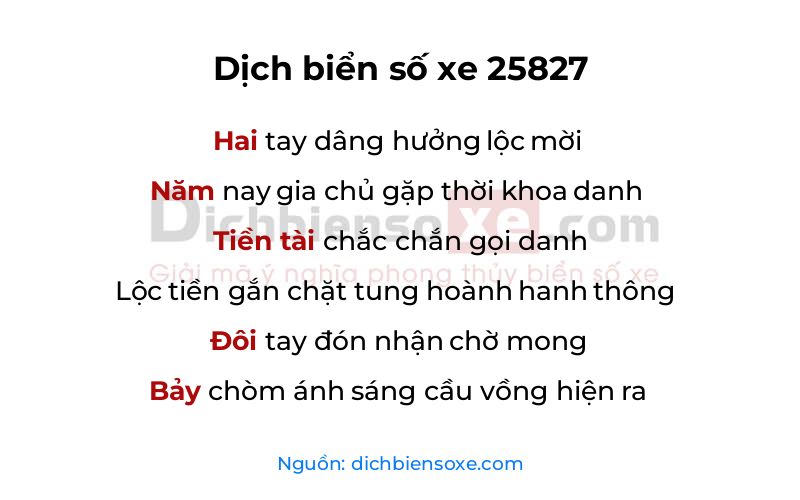 Dịch thơ biển số 25827