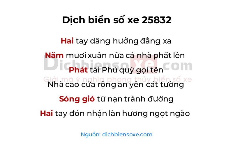 Dịch thơ biển số 25832
