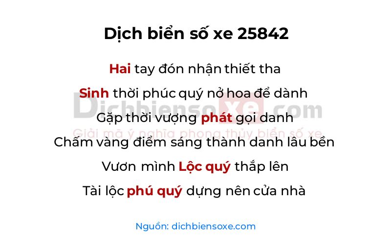 Dịch thơ biển số 25842