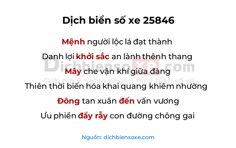 Dịch thơ biển số 25846