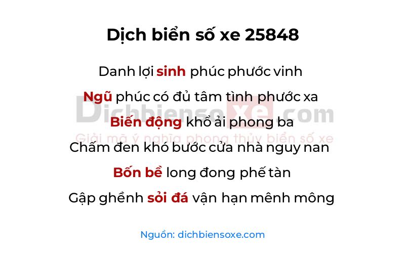 Dịch thơ biển số 25848