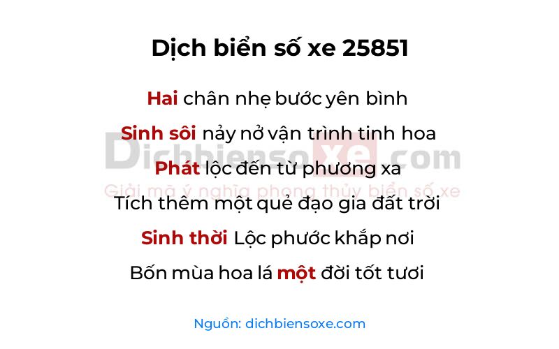 Dịch thơ biển số 25851
