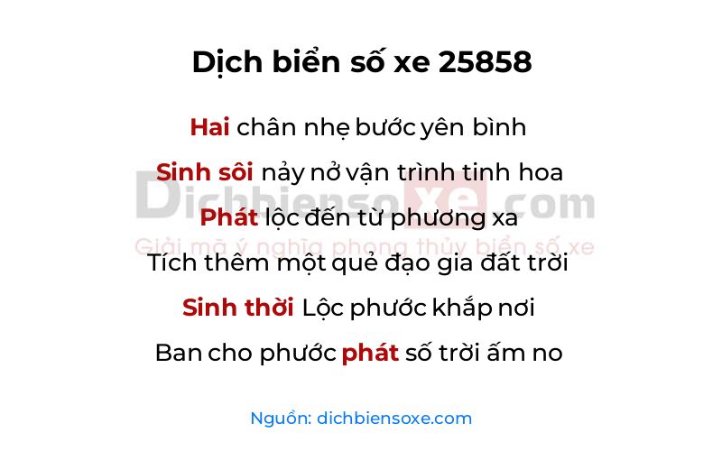 Dịch thơ biển số 25858