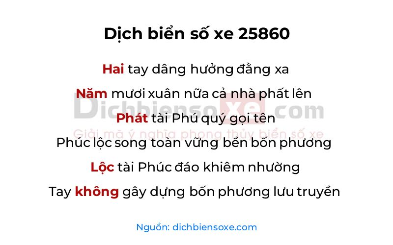 Dịch thơ biển số 25860