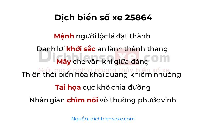 Dịch thơ biển số 25864