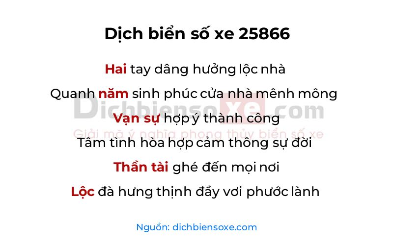 Dịch thơ biển số 25866