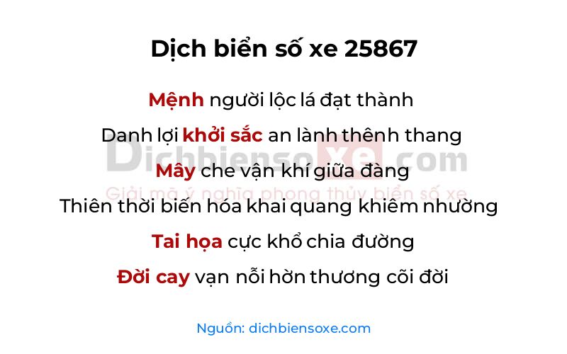 Dịch thơ biển số 25867